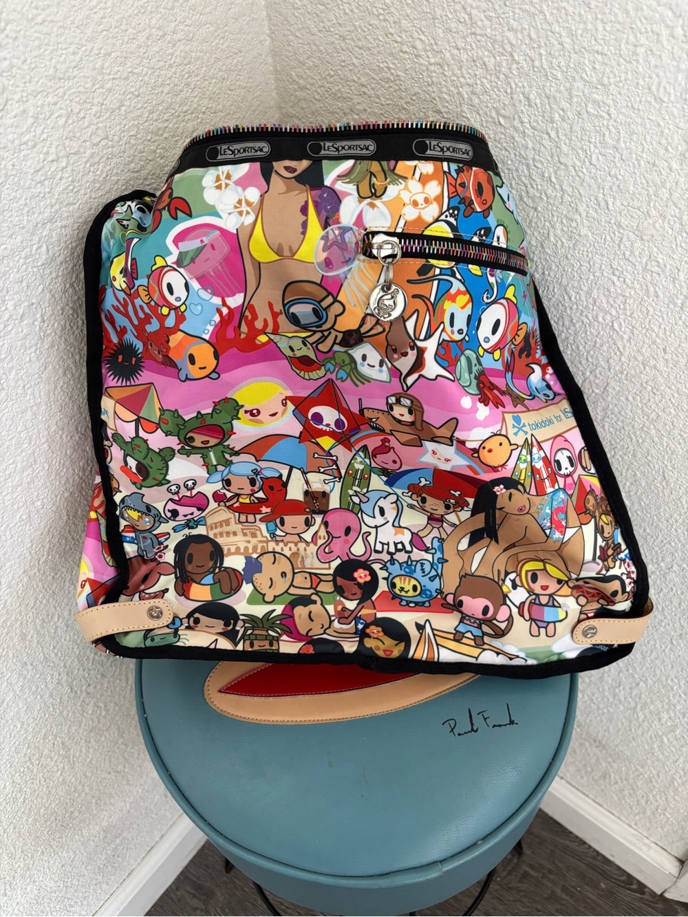 LeSportsac Multicolor Character Print Tote with Black Trim - Picture 8 of 8